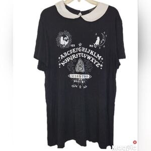 Black Top White Ouija Board White Peter Pan Collar Juniors Size 2 Gothic Design